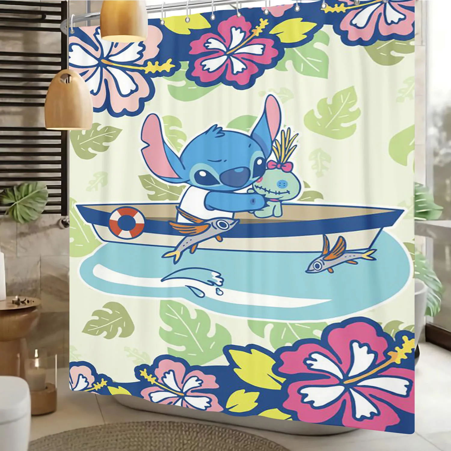 

Cartoon Cute Full Set for Kids Lilo & Stitch 100% Polyester Luxury Shower Screen, Bath Accessories, Bathroom Sets, Anime Gift