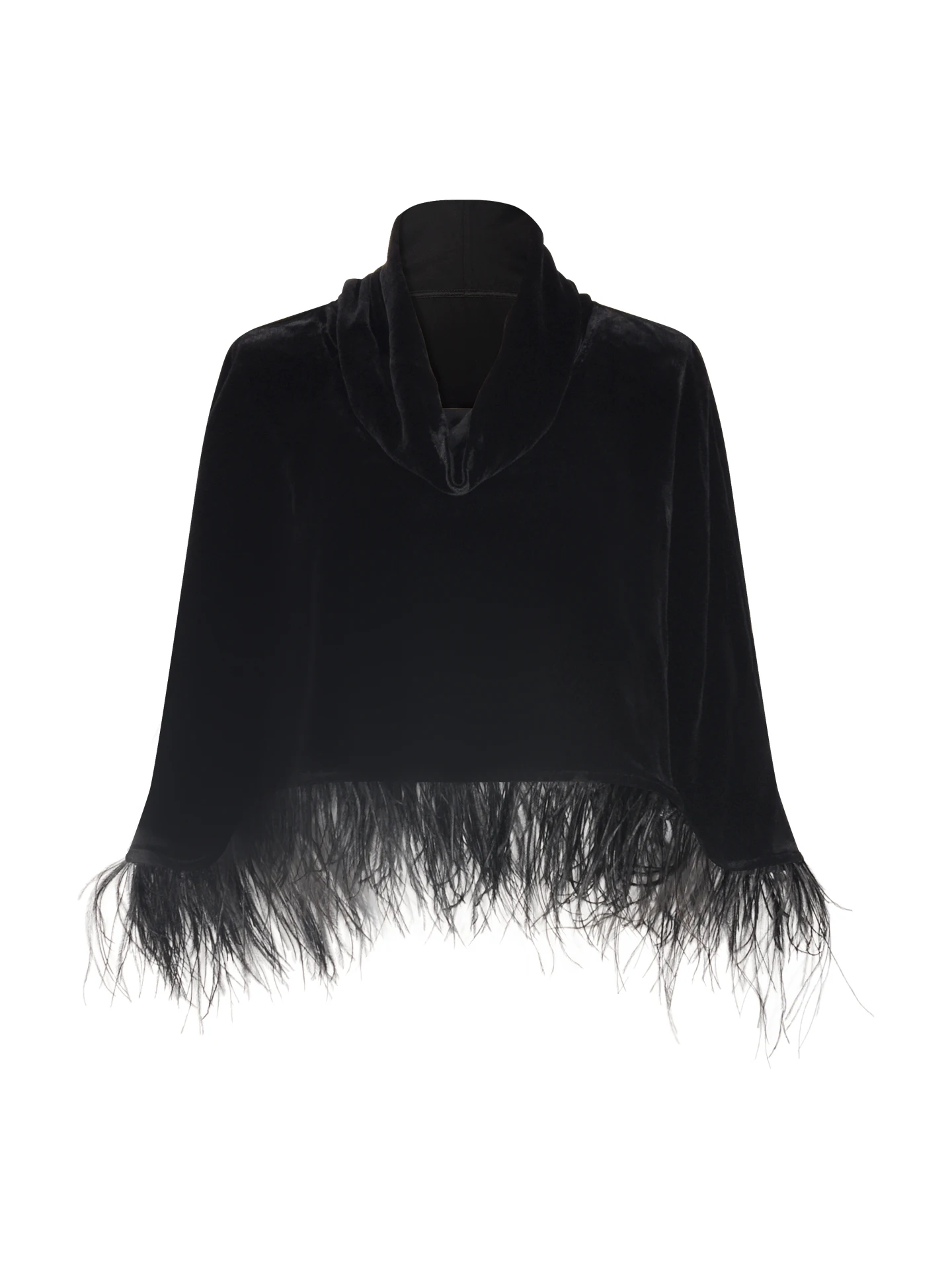 

Женская классическая накидка-топ из вельвета с воротником-хомутом, красная, с цепочкой из страусиных перьев