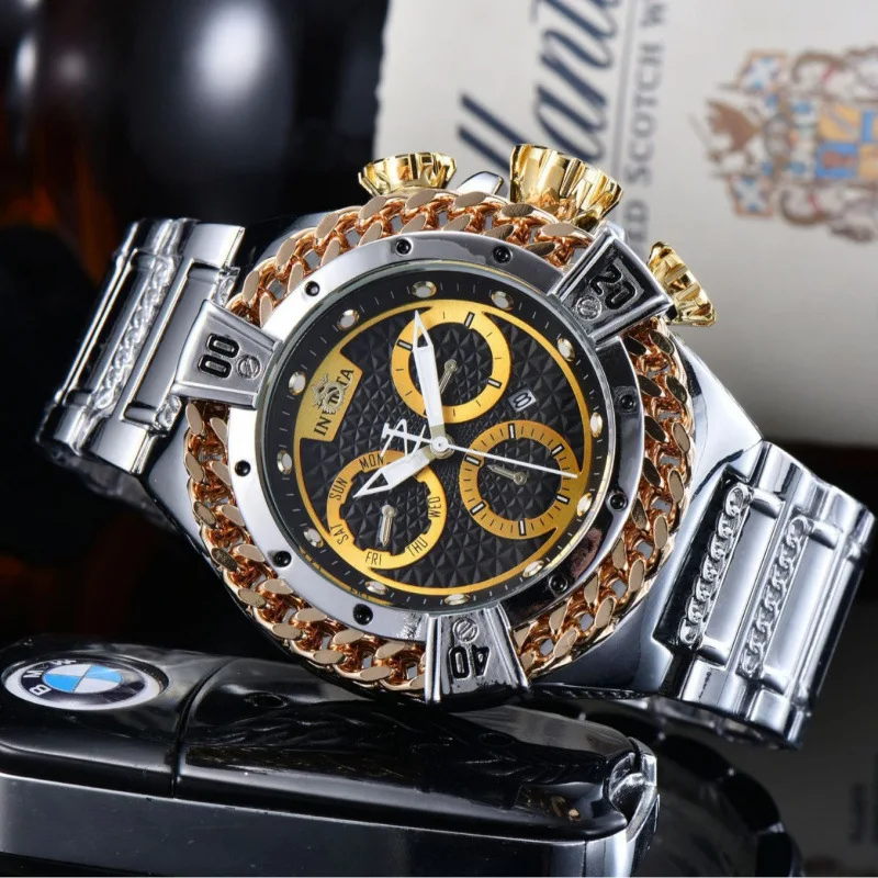 ​ ​ 2025 relógio coringa cromático de luxo masculino aço inoxidável movimento quartzo mostrador iridescente resistente à água 100m luminoso