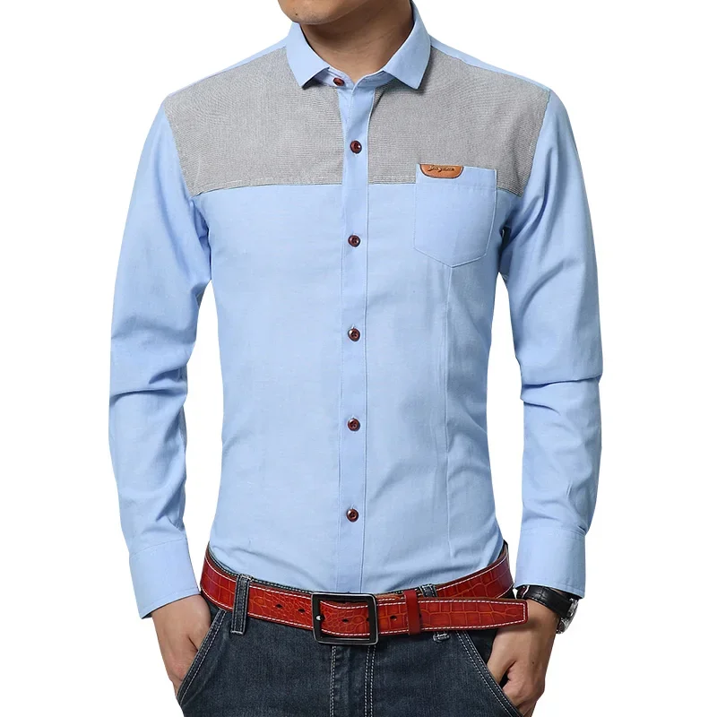 Spring Autumn New Mens Shirt Korean Fashion Long Sleeved Man Shirts Casual Slim Fit Male Social Business Dress Shirt
