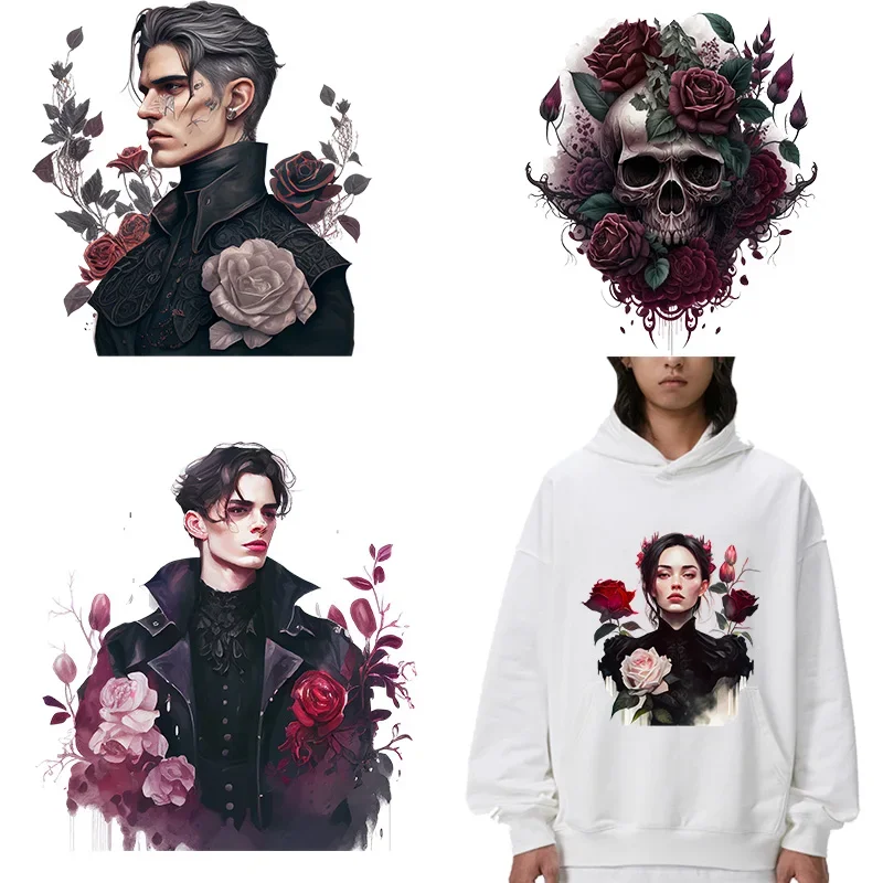 The Dark Academy series of roses iron on transfer for clothing dtf transfers ready to press Heat Transfer Printing