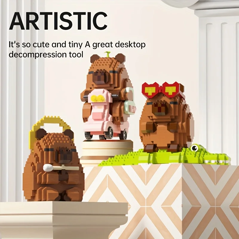 562+PCS Modelli animali con blocchi di microparticelle Capibala con parti fini e decorazioni creative per il desktop