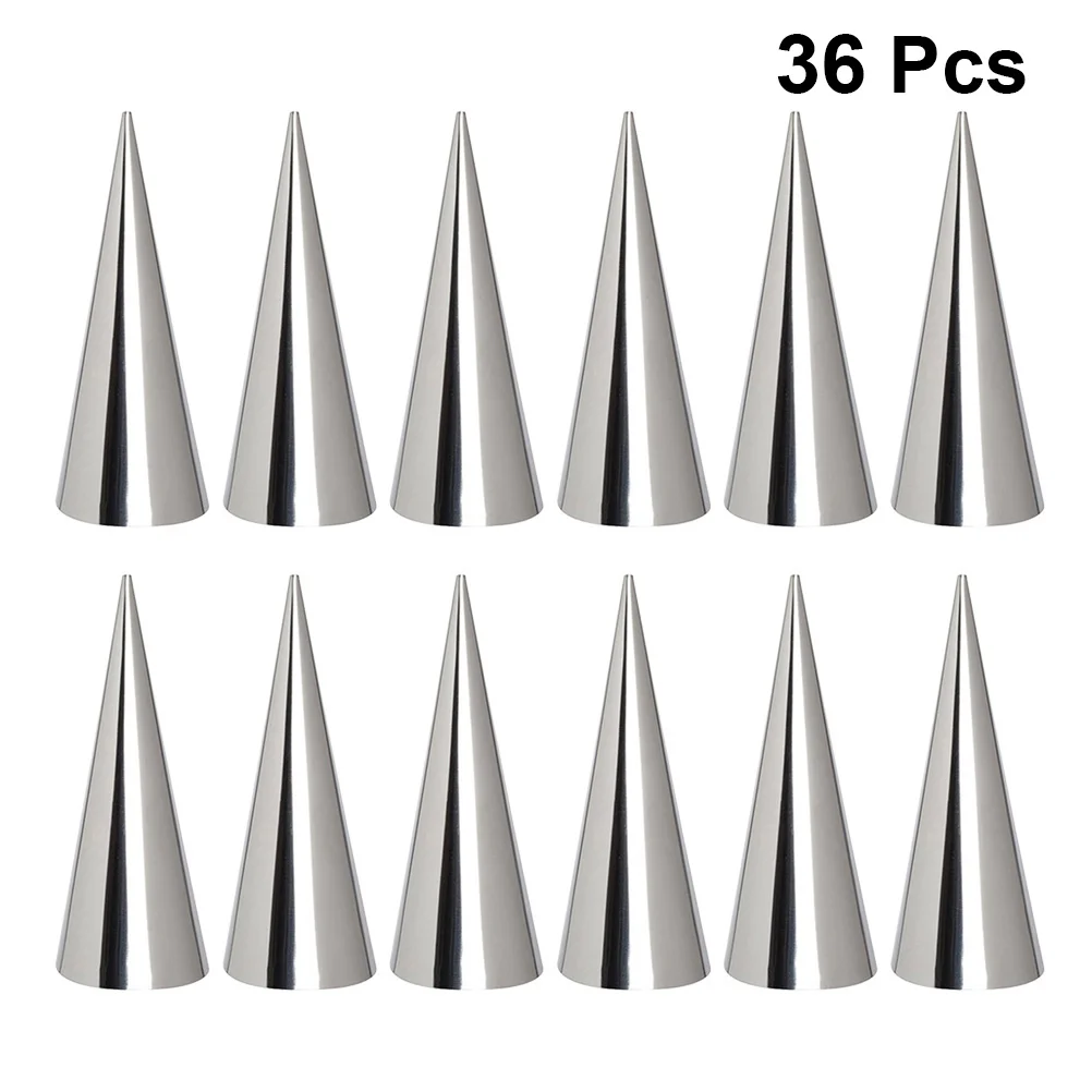 

36Pcs Cream Horn Molds Stainless Steel Spiral Cone Baking Mold Dishwasher Safe for Pastry Roll Cake Baking Mold