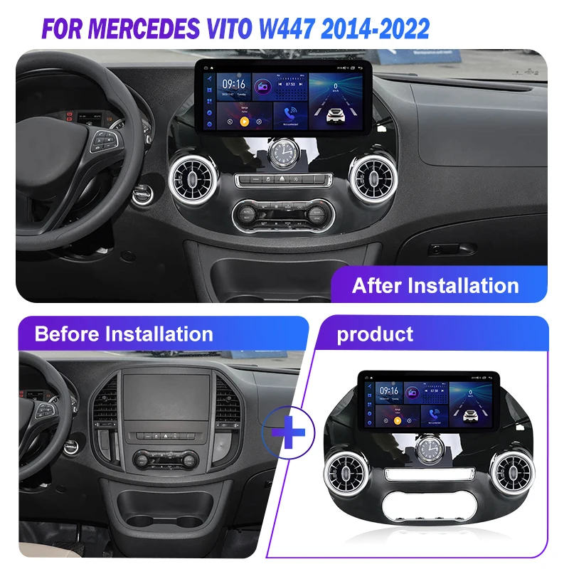 12.3inch Car Radio For Mercedes Vito W447 2014 - 2022 Wireless Carplay Auto Multimedia Video Player 2Din Stereo GPS Navigation