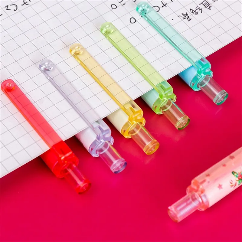 

6Pcs/Set For Office School Supplies Christmas Gifts Cute Christmas Capybara Cartoon Santa Claus Snowman Elk Pressing Gel Pens