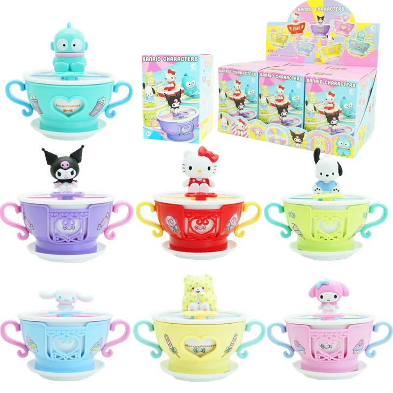 Sanrio Hello Kitty Kuromi ma mélodie Pochacco cannelle dessin animé figurines rotatif Clink tasse série bloc de construction enfants jouets