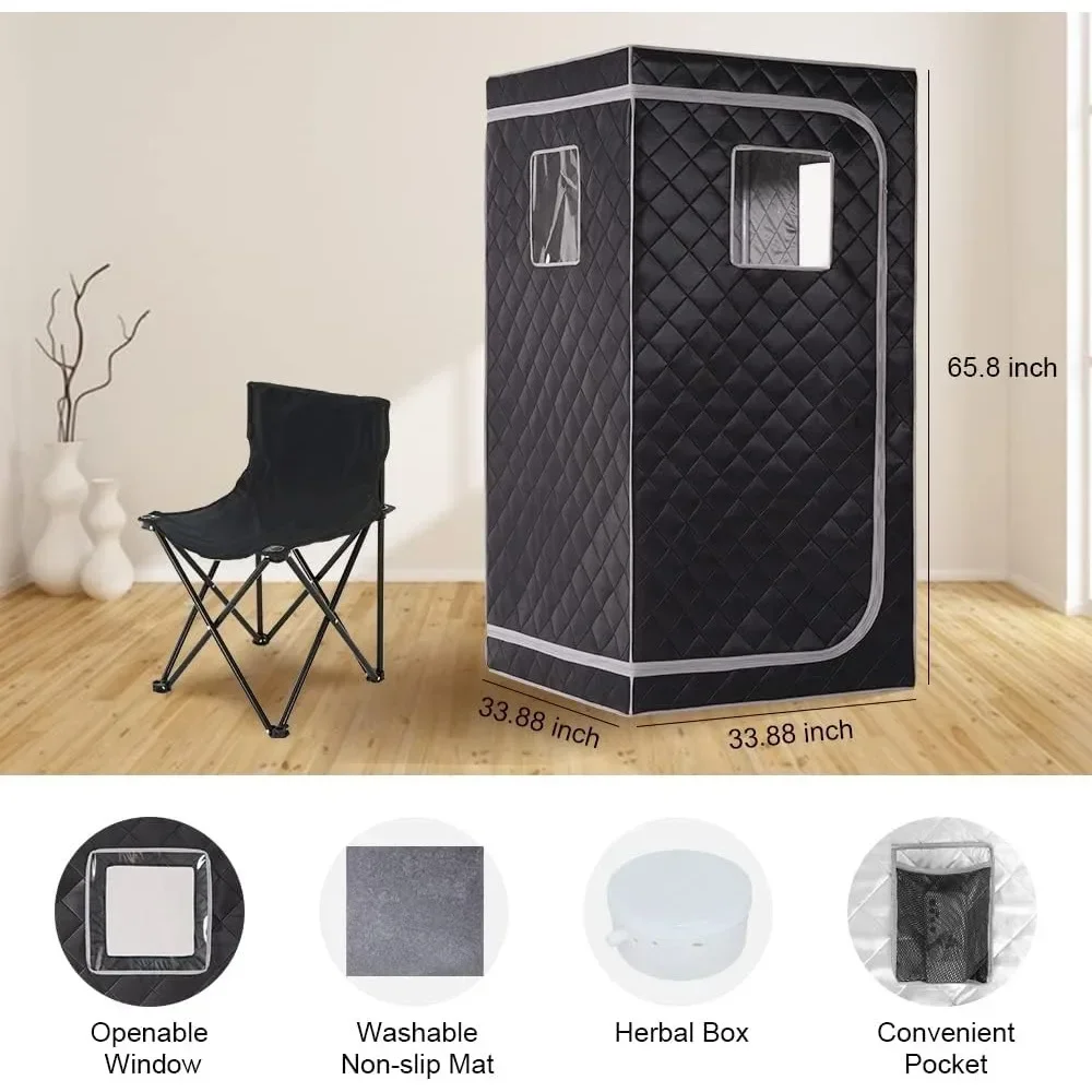 Home Steam Sauna with Steamer, 4L 1500W Steam Generator 99 Min Timer, Remote Control, Upgraded Foldable Chair Freight free