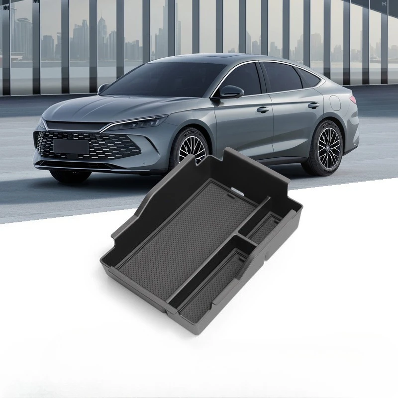 Center Console Organizer Tray for BYD Qin L DM-i 2024-2025 Armrest Storage Box with Anti-Slip Mat Drop-in ABS Interior Accessory