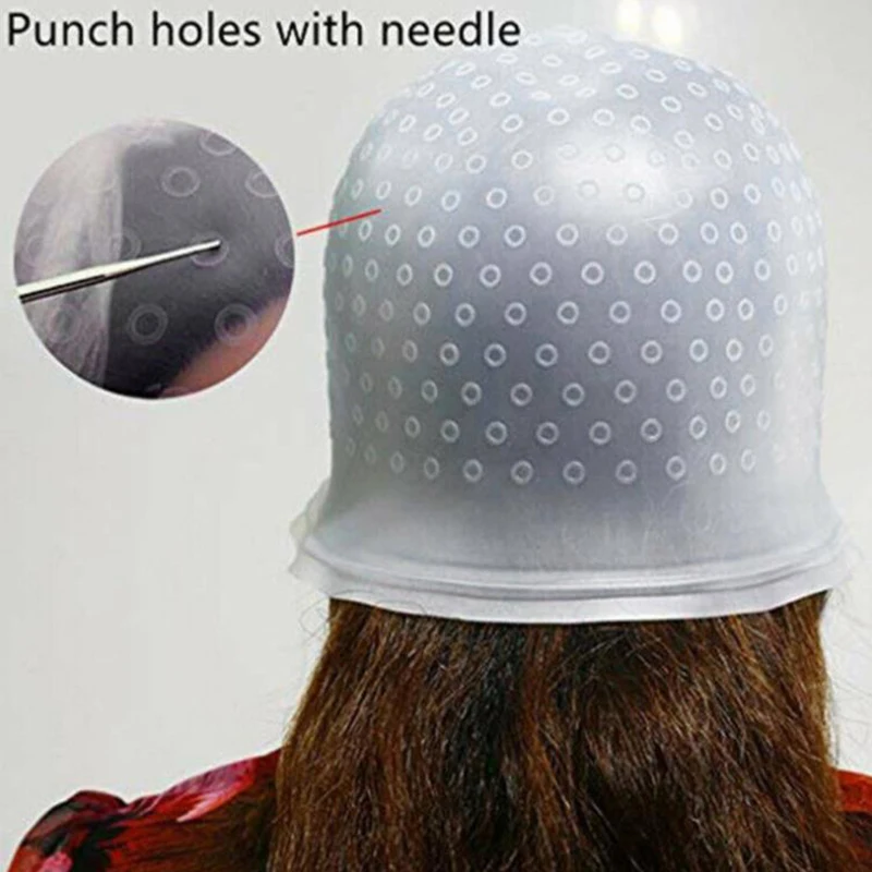 B3 1 Pc Silicone Hair Highlights Cap With Needle Reusable Hair Coloring Cap Hair Dye Hat Hair Styling Tools Barber Accessories