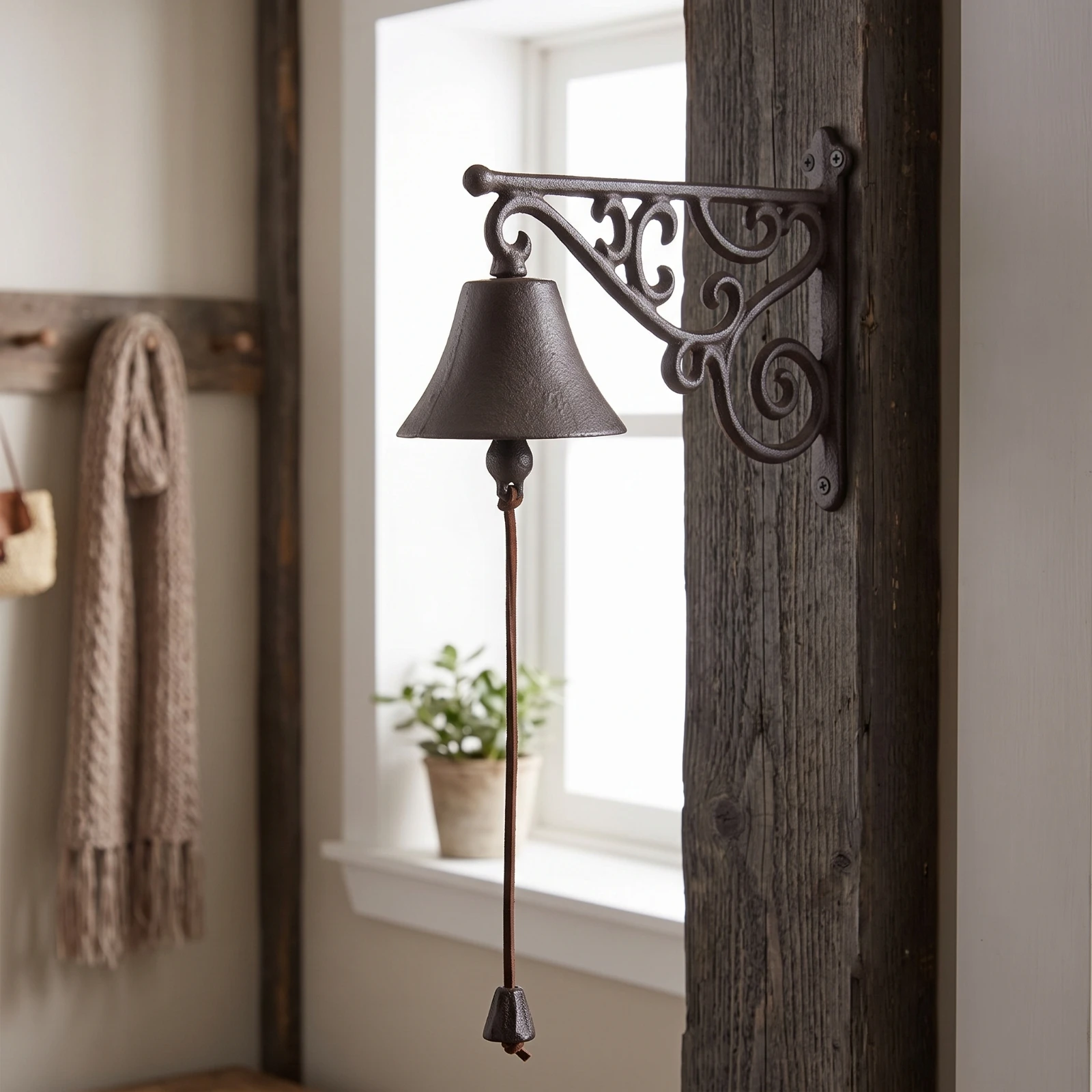 Entry Chime with Pull Cord Cast Iron Pull Entry Chime Bell Decorative Traditional for Entryway, Porch