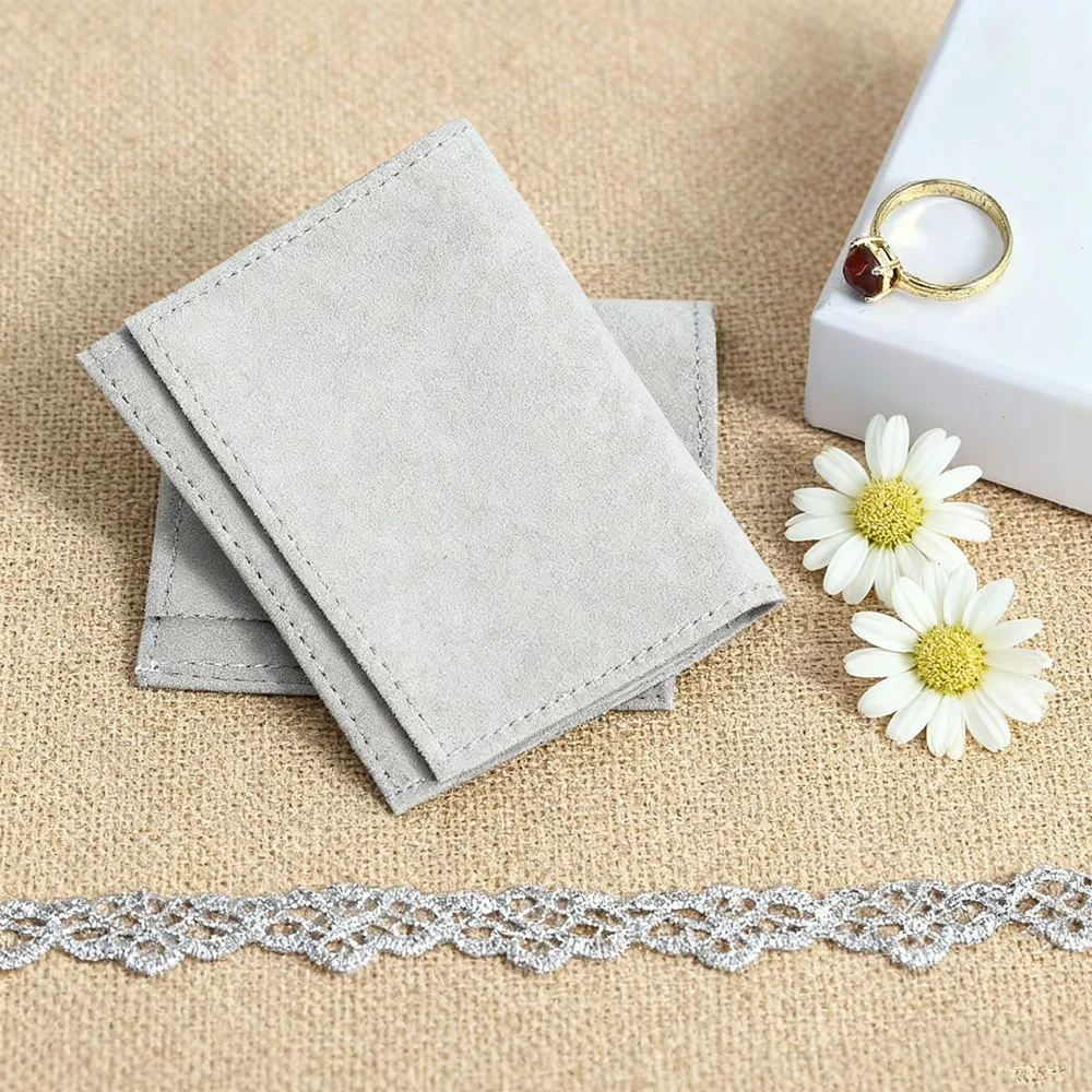 

20-серая сумка для ювелирных изделий из микрофибры, замшевая бархатная маленькая сумка-конверт, сумки для упаковки ювелирных изделий, оптом