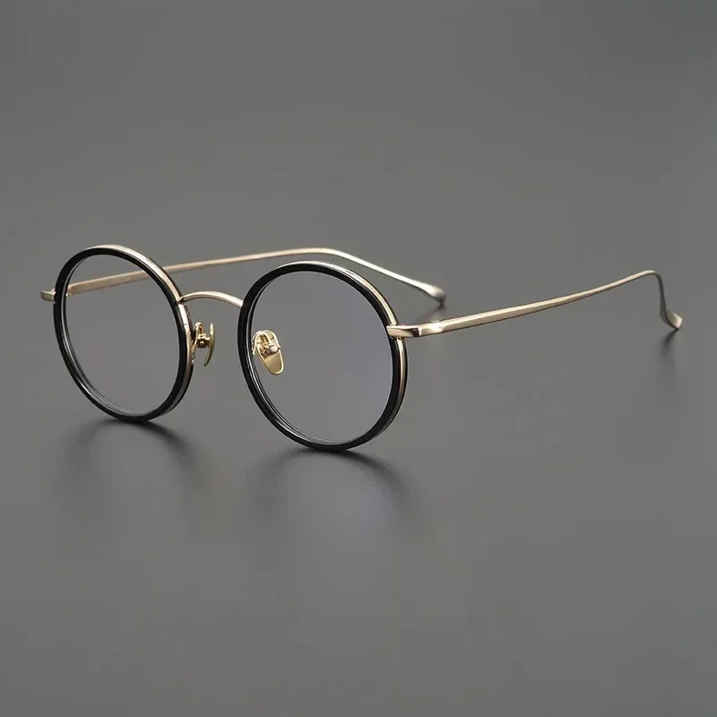 Myopia Optical Prescription Eyeglasses Frame Personalized Fashion Round Titanium Glasses Frame Men Women Retro Eyewear