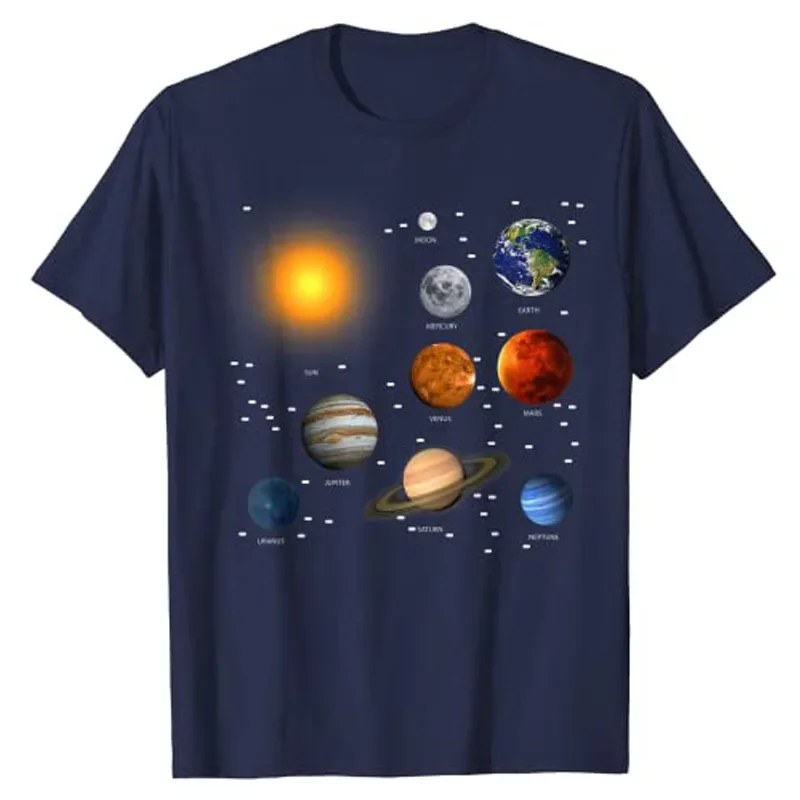 Space Lover Graphic Tee Top Astronomy Outfits Short Sleeve Blouses Hobbies Gift Idea Our Solar System, Science Education T-Shirt