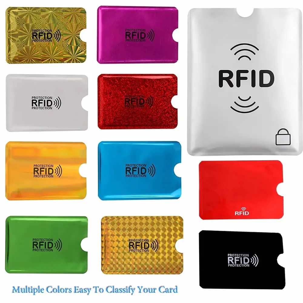 10Pcs Color RFID Blocking Credit Holder Access Control Card Keeper Case Aluminum Foil Anti-Scan Card Bank Card Sleeves Protector