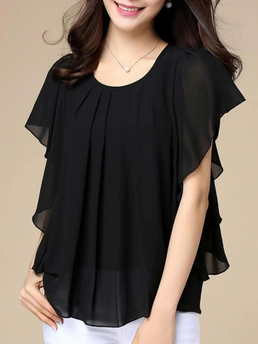 conjunto-casual-feminino-plus-size-de-chiffon-com-blusa-e-saia-novo-estilo-disfarca-barriga-efeito-emagrecedor-cor-pura