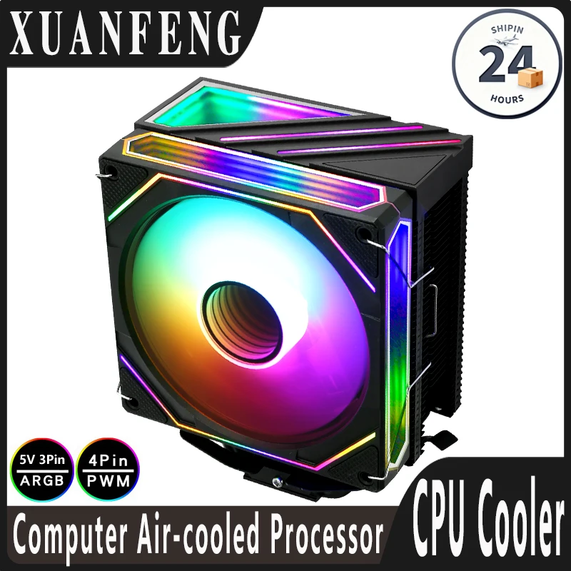 

XUANFENG x99 Черный RGB-кулер для процессора Intel LGA2011 1200 1700 115X и AMD AM4 Эффективное охлаждение для i7/Ryzen7 ШИМ-контроль скорости вентилятора