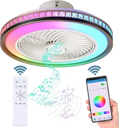 50CM Ceiling Fan Chandelier With Led Light Remote Control Bluetooth Speaker Ventiliator Fan 6 Speed Wind Guide For Home Lghting