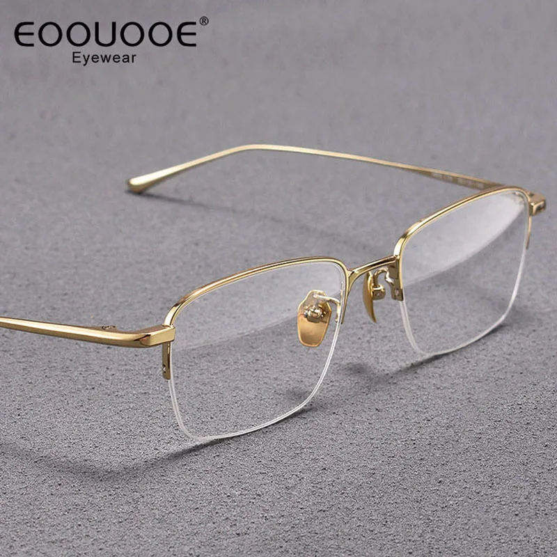 

Half Frame Optics Glasses Pure Titanium Men Eyewear Myopia Single Vision Hyperopia Progressive Prescription Computer Eyewear