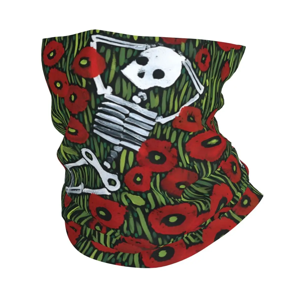 Skeleton In The Poppies Scarf Neckerchief Neck Face Mask Polyester
