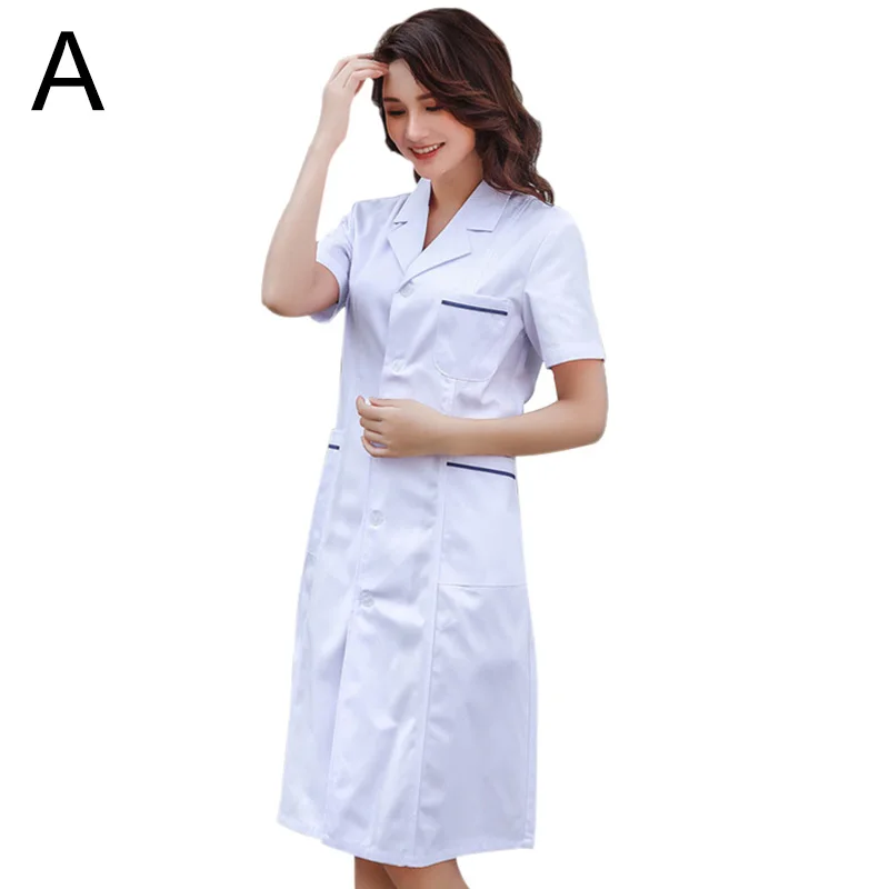 

Unisex Short Sleeve White Lab Coat Medical Nurse Doctor Uniform Tunic Blouse Workwear