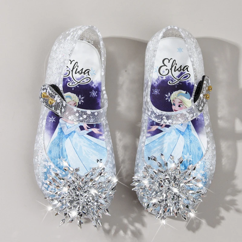 Buty Disney Girl\'s Princess Frozen Elsa księżniczka miękka podeszwa buty letnie dziecięce kryształowe błyszczące dla dziewczynek sandały