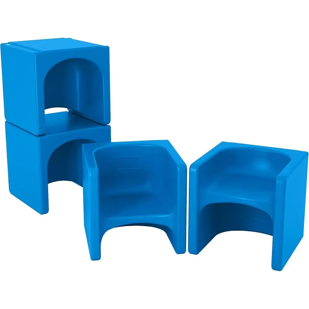 

3-in-1 Cube Chair Set, Children's Furniture, Blue, 4-Piece