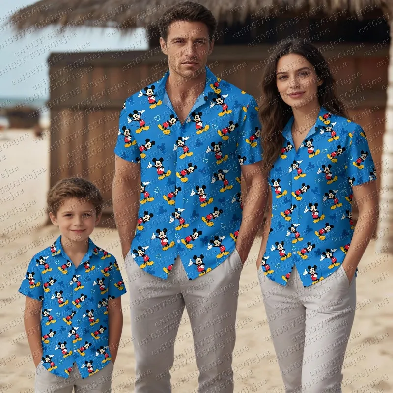 

Рубашка с пуговицами Микки Маус 2026, летняя рубашка на пуговицах, пляжная рубашка для отпуска для мужчин, удобная и дышащая рубашка для путешествий