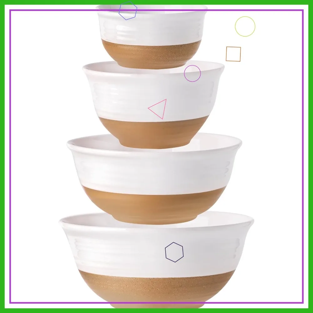 

Набор керамических мисок для смешивания, 4 шт., 2.1/1.5/1.0/0.5 л, для кухни, салатов, супов, пасты, белые сервировочные миски