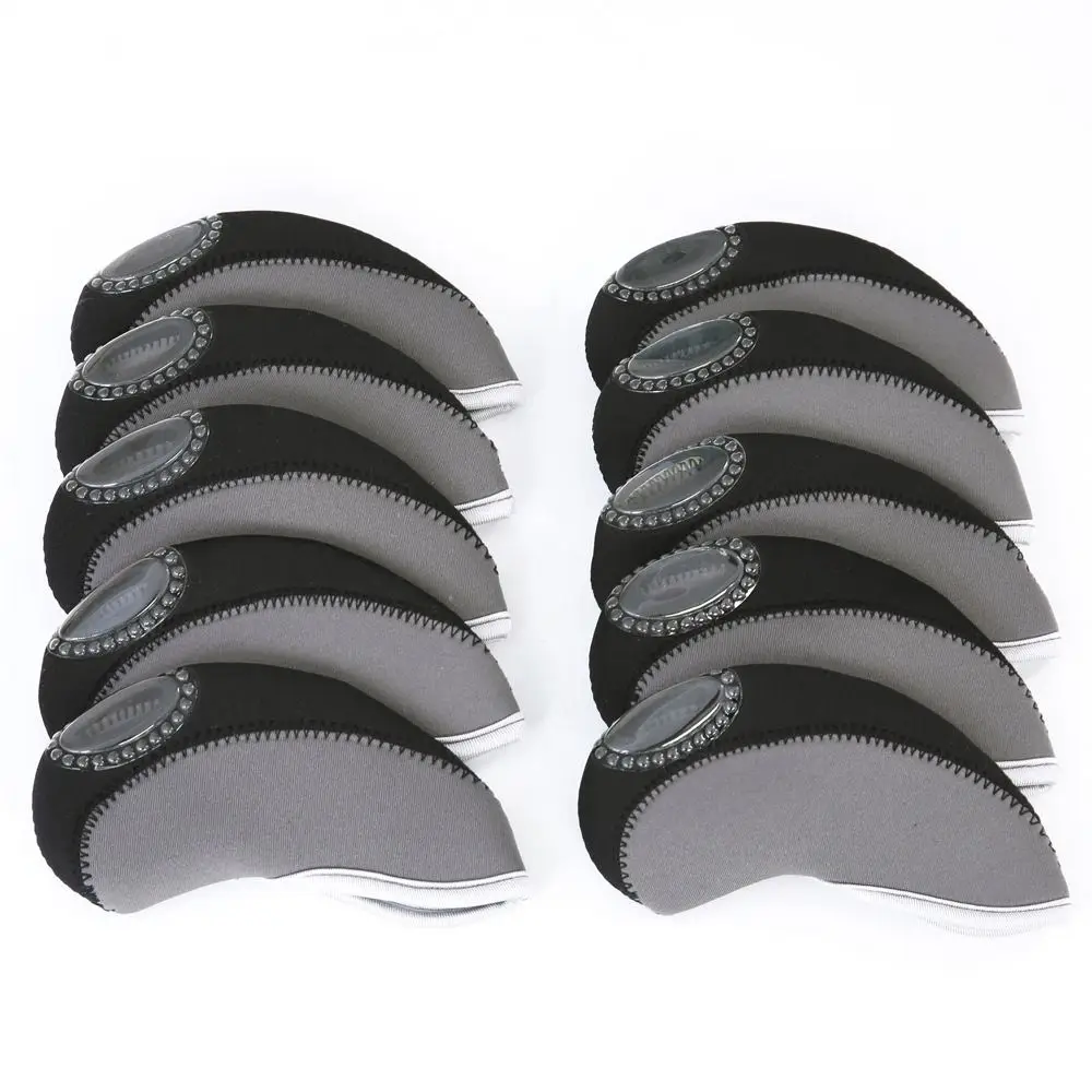 10pcs Two Tone Color Golf Iron Covers Easy Fit Design Durable Material Protective Headcovers Set Neoprene Fabric