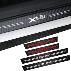 4pcs Car Door Sill Stickers Protective Film Threshold Decals for KIA GT Sportage Stonic GTline Xline RIO Soul CEED PICANTO Logo