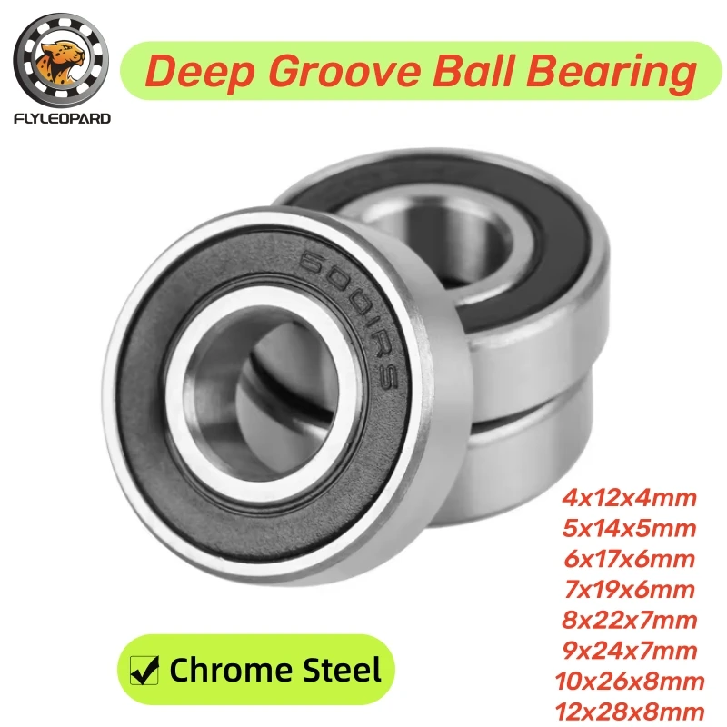 4pcs 6001-2RS Bearing 12x28x8 mm Motor Grade Deep Groove Ball Bearing 6001-2RS 52100 Chrome Steel ABEC-7