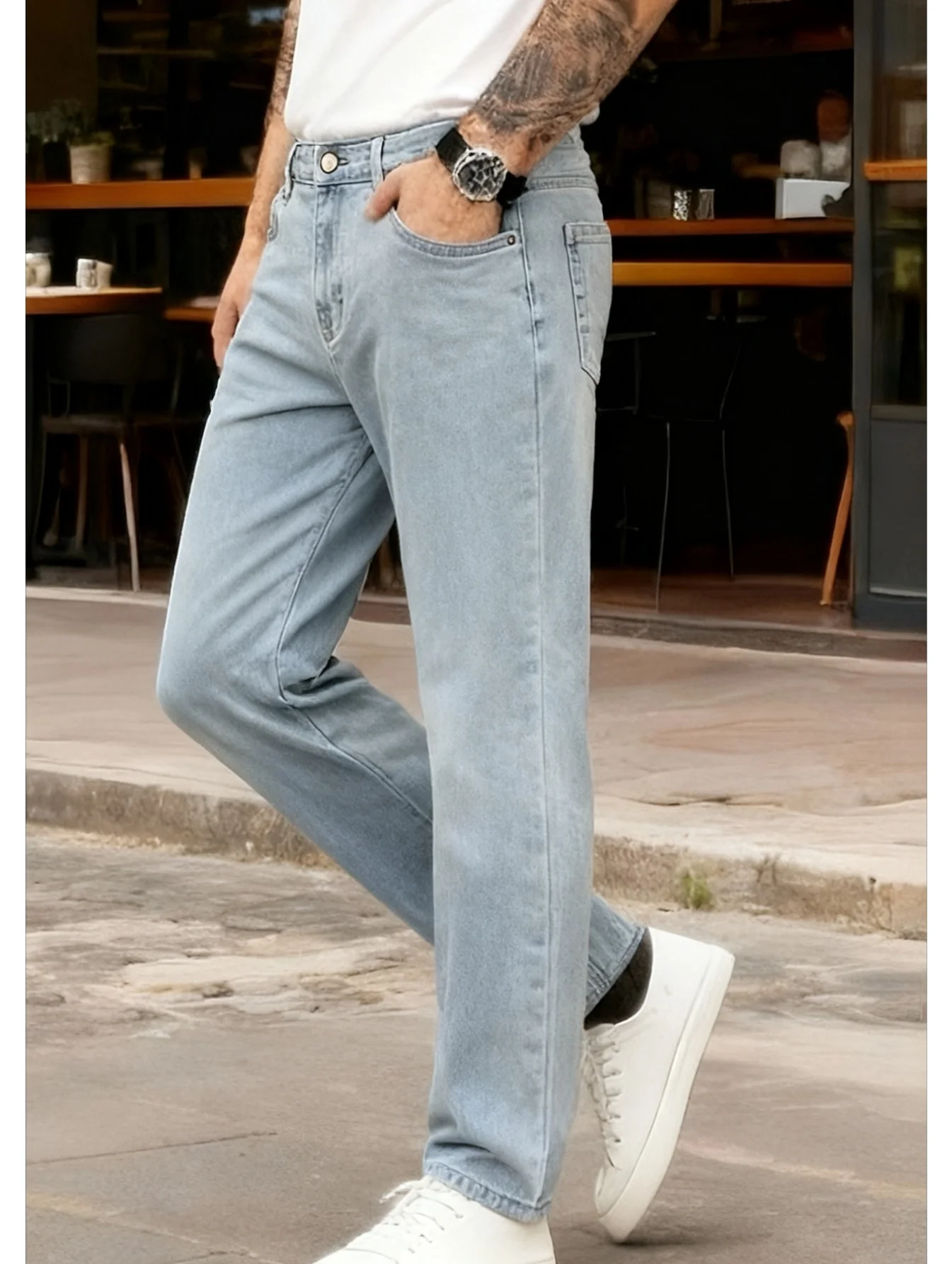 

Всесезонные комфортные мужские эластичные джинсы — тонкий зауженный повседневный универсальный стиль