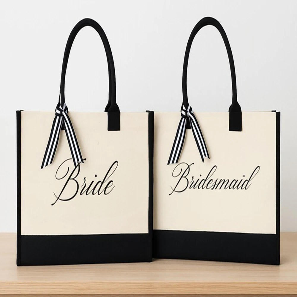 Personalized Bride Tribe Tote Durable Canvas Tote Custom Name Bride Tote Bachelorette Party Gift Travel Portable Shoulder Bag
