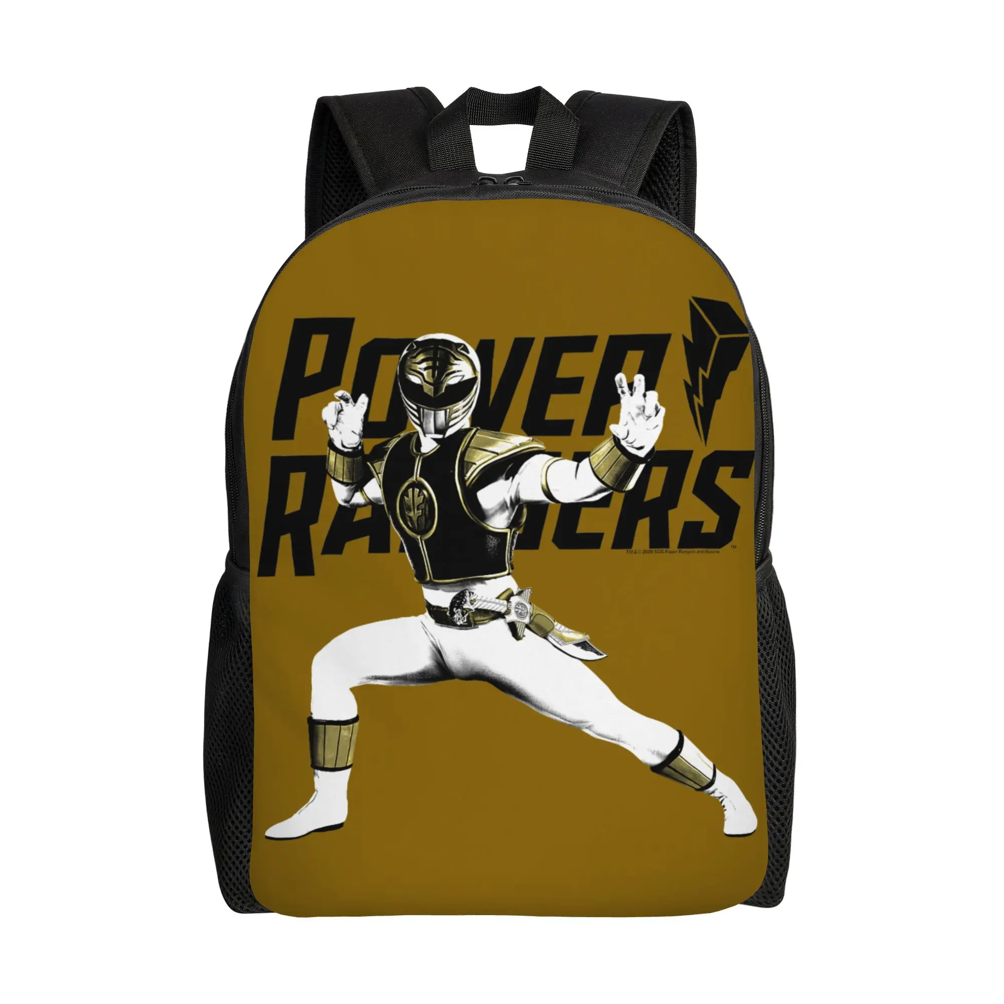 Mochilas Bandai Power Rangers White Ranger Karate Action Pose Logo Daypack mochila Camping Mochila resistente para el hombro