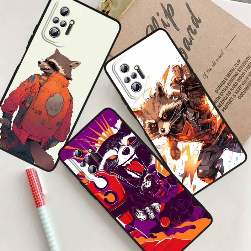 Rocket Raccoon Marvel Fashion For Xiaomi Redmi Note 13 12R 12 12S Turbo 11 11T 11S 10 10S Pro Plus 5G Black Back Phone Case