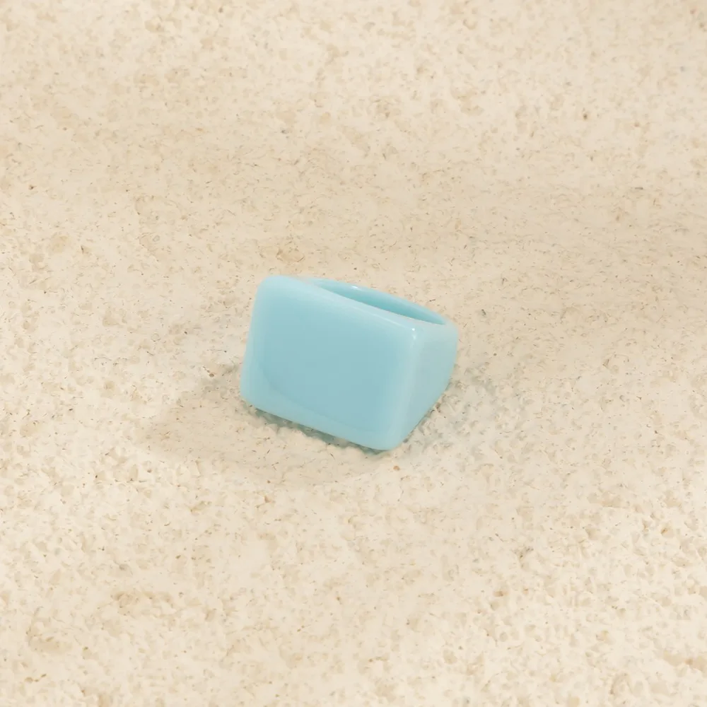 مزاجه جديد الموضة الملونة الاكريليك خاتم البساطة المرأة هندسية حلقة مربعة الراتنج مزاجه الدائري