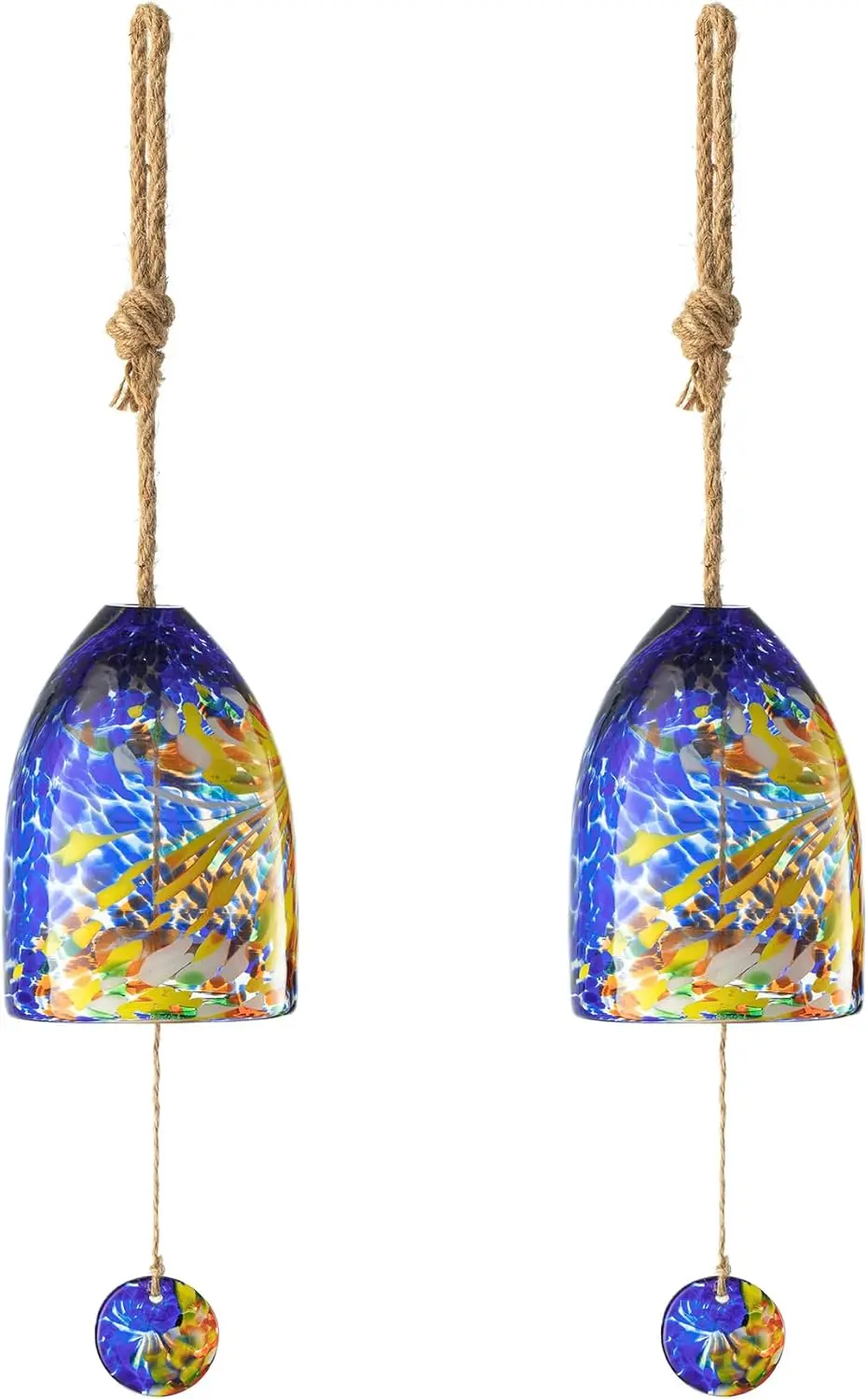 

Colorful Glass Wind Chime Set, 26 Inch Outdoor Decor with Wood Beads for Garden Patio Gift