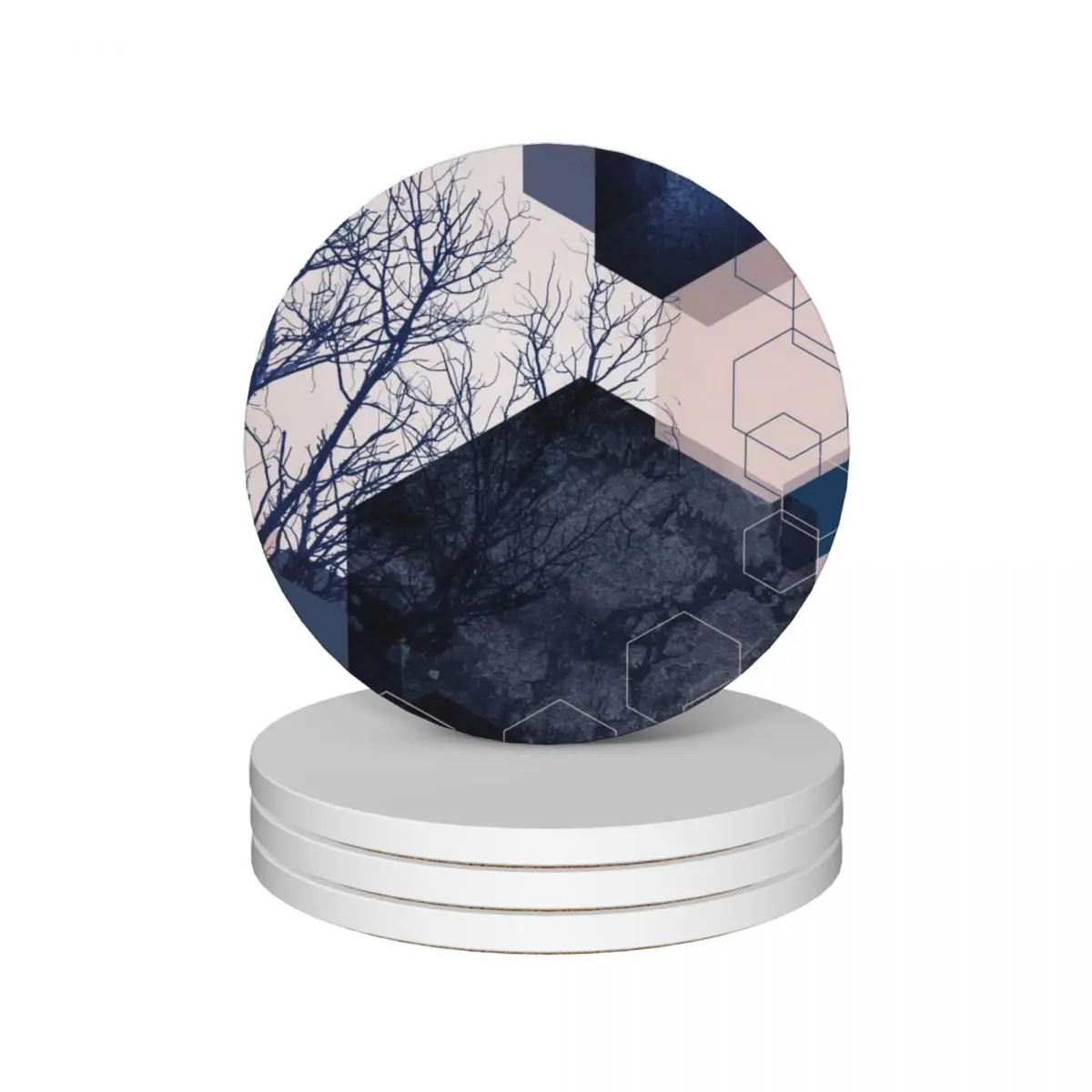 

Hexagon Landscape Ceramic Coasters (Set of 4) Tea cups slate for coffee cups teapot mat Coasters