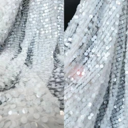 Pure White Sequin Mesh Fabric Wedding Dress Fishtail Dress Children's Clothing Wholesale Cloth for Sewing Diy Material