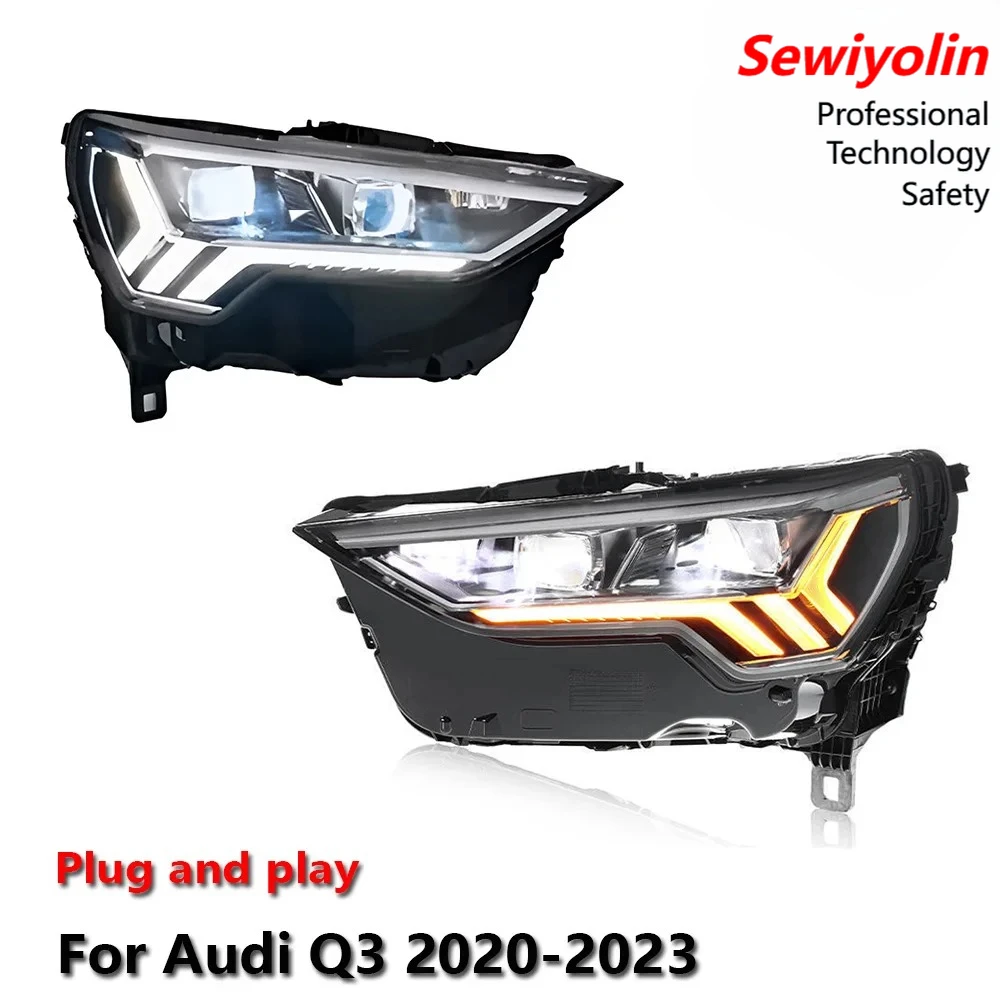 

Car LED Headlight Assemblies For Audi Q3 2020-2023 Fog DRL Brake Turn Signal Lamp Plug And Play