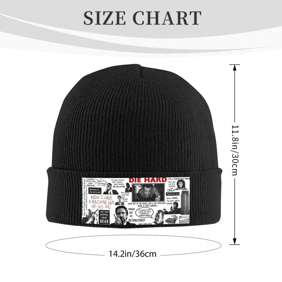 Die Hard Christmas - Quotes Warm Knitted Cap Winter Knit Bonnet Hat Skullies Beanies Hip Hop Caps for Unisex