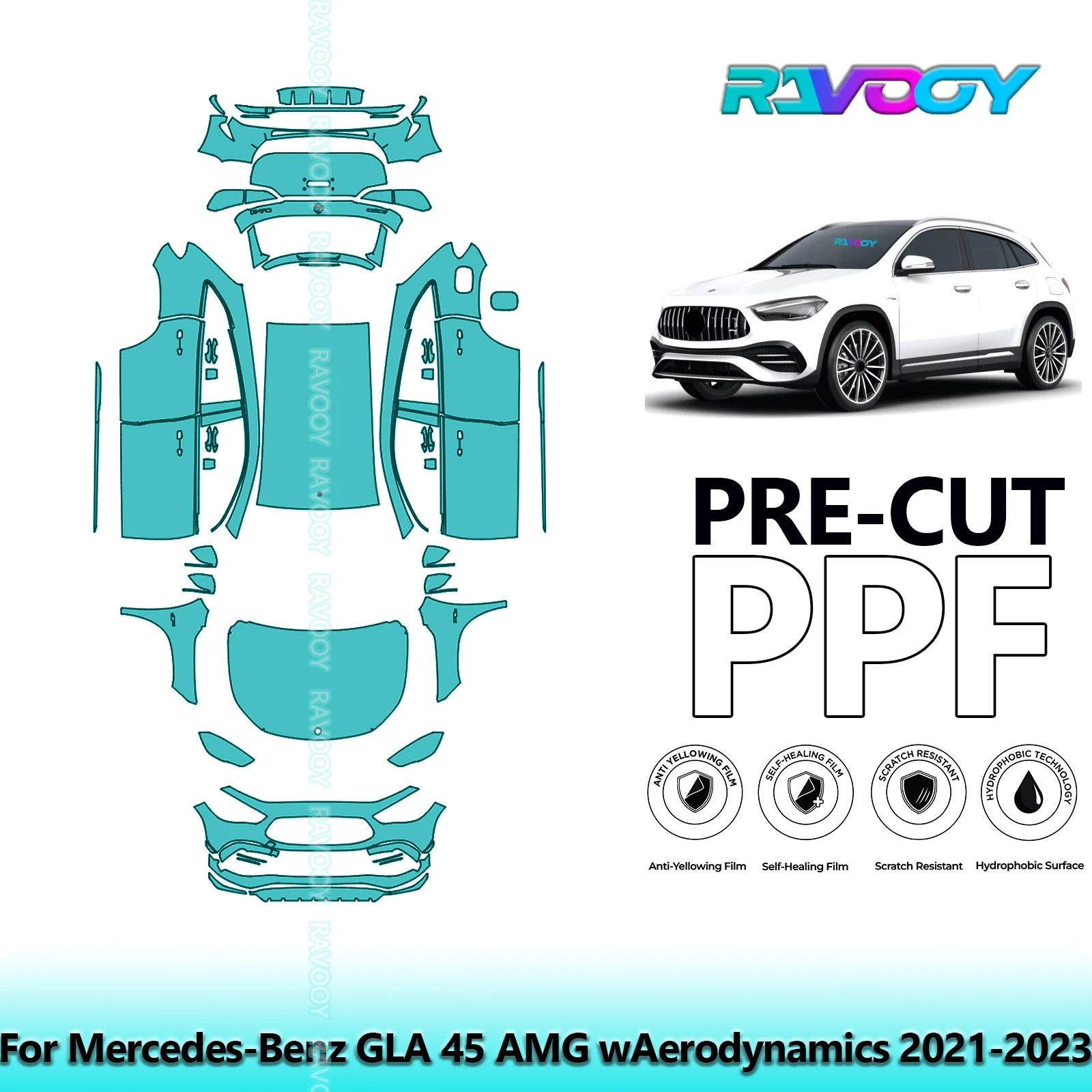 

Full Vehicle Clear Bra Precut PPF Paint Protection Film For Mercedes-Benz GLA 45 AMG wAerodynamics 2021-2023
