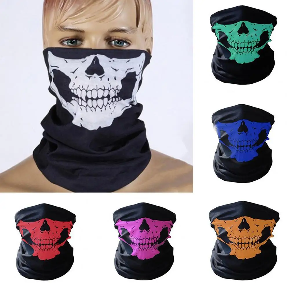 Cycling Neck Gaiter Halloween Skull Outdoor Breathable Sun UV Protection Men Women Motorcycle Face Guard Shield Bandana Scarf