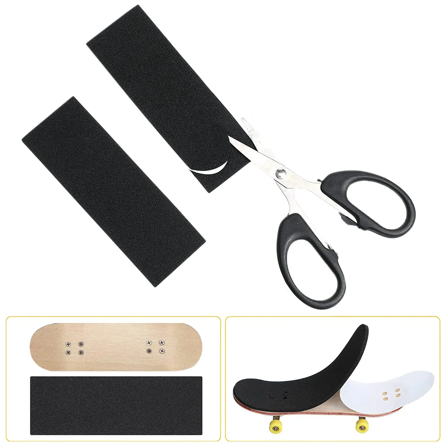 24 قطعة من شريط لاصق رغوي للوحة الأصابع، شريط إسفنجي أسود غير قابل للانزلاق لألواح الأصابع الصغيرة