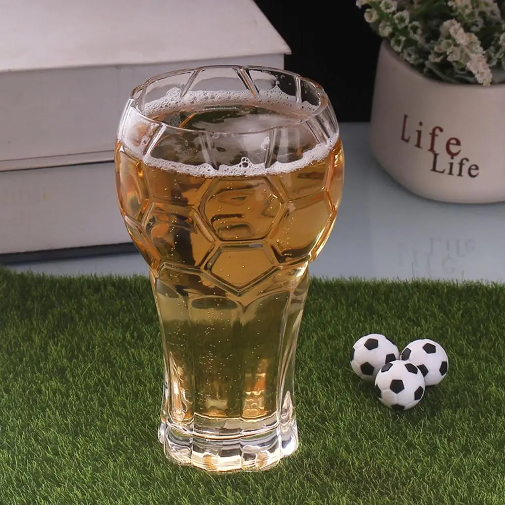 600ml Borosilicate Football Shaped Beer Glass Creative Pint Mug for Party Bar Home Gift for Soccer Fans