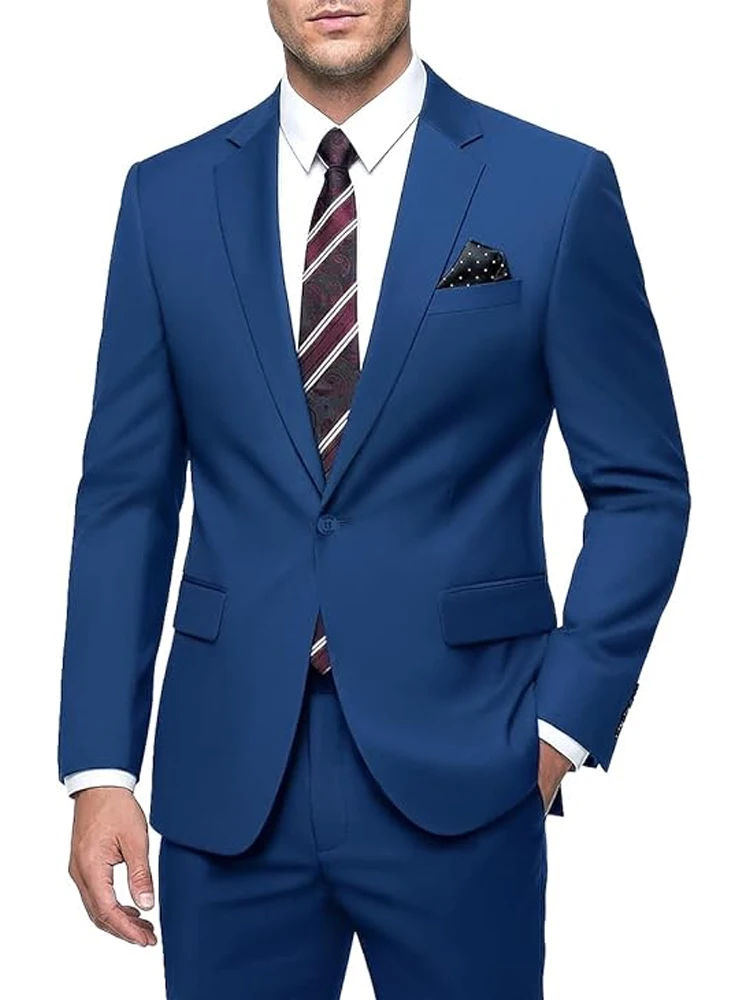 

Elegant Men's Suit 2-Piece Set Slim Fit Jacket Pants for Men Wedding Party Formal Business Blazer Classic Prom Tuxedo 2026 New
