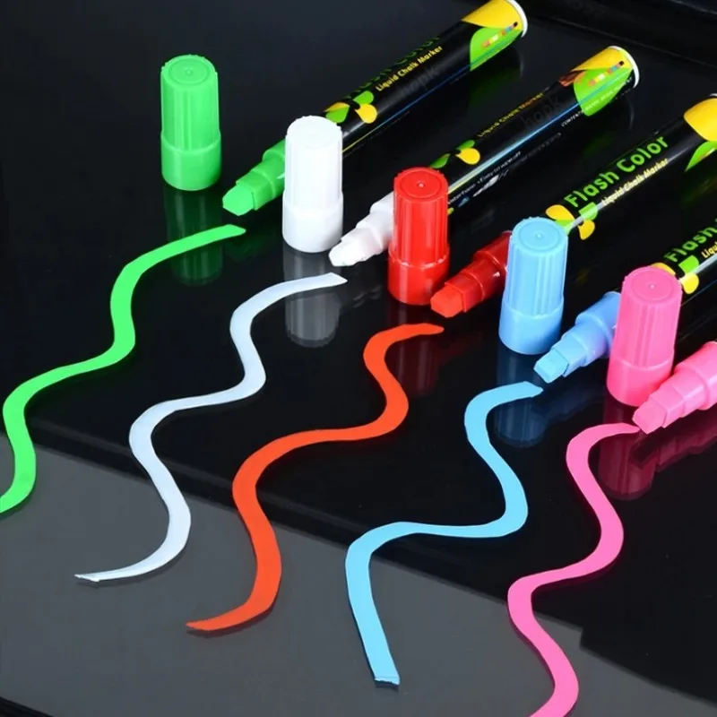 Highlighter Fluorescent Liquid Chalk Marker Pennen เด็กสำหรับ LED Writing Board กระดานดำภาพวาด Graffiti Office