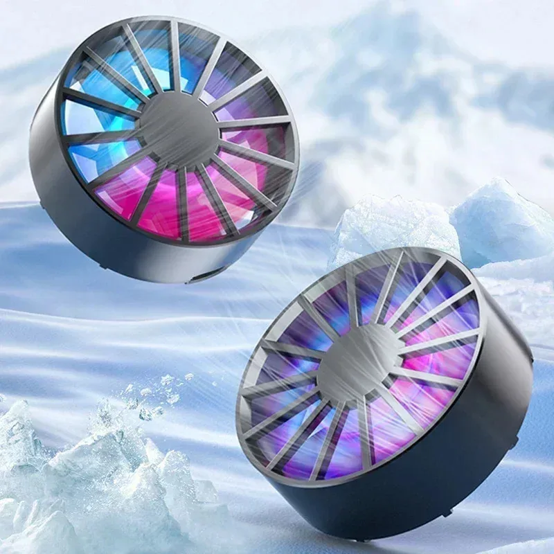 مبرد الهاتف RGB المغناطيسي المبرد بالهواء خفيف الوزن منخفض الضوضاء مروحة تبريد لألعاب الهاتف المحمول PUBG Genshin Impact Fast Heat Dissipati