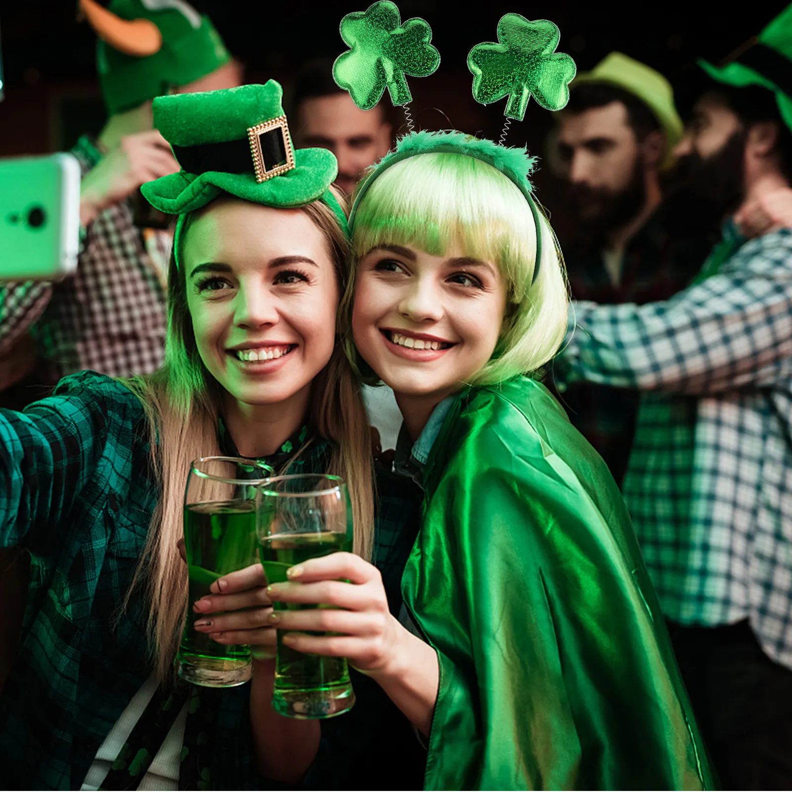 

4Pcs Shamrock Hair Hoops St Patricks Bowknot Headdress Party Hair Hoop Festival Headbands Patrick's Day Headband