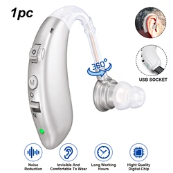 Invisible Senior Rechargeable Hearing Amplifier, Behind-The-Ear Hearing Aids, Noise Cancelling Sound Amplifier